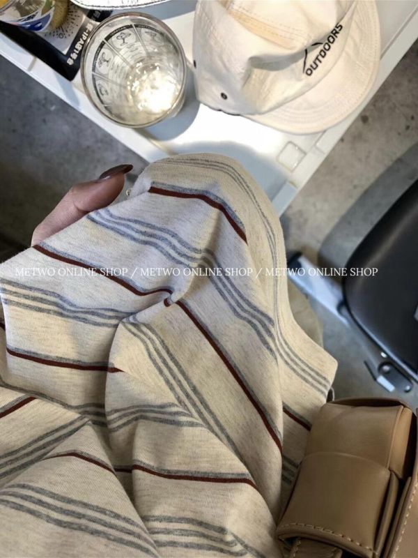 休閒復古條紋寬鬆舒適T 休閒復古條紋寬鬆舒適T