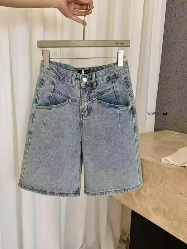 高腰直筒寬鬆五分牛仔褲 高腰直筒寬鬆五分牛仔褲