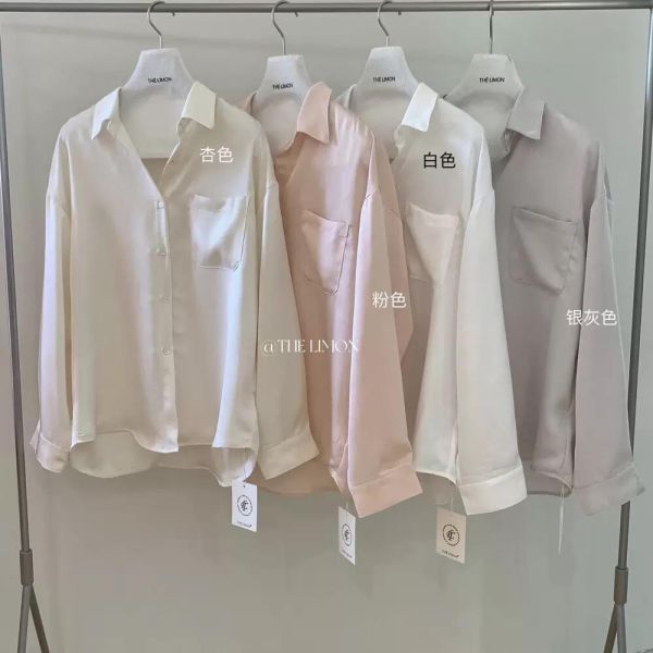天絲～肌理感簡約慵懶風質感襯衫上衣-4色 天絲～肌理感簡約慵懶風質感襯衫上衣-4色