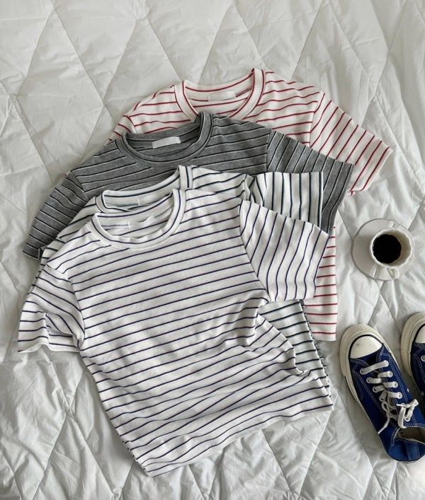 Korea 簡約條紋彈性上衣-3色 Korea 簡約條紋彈性上衣-3色