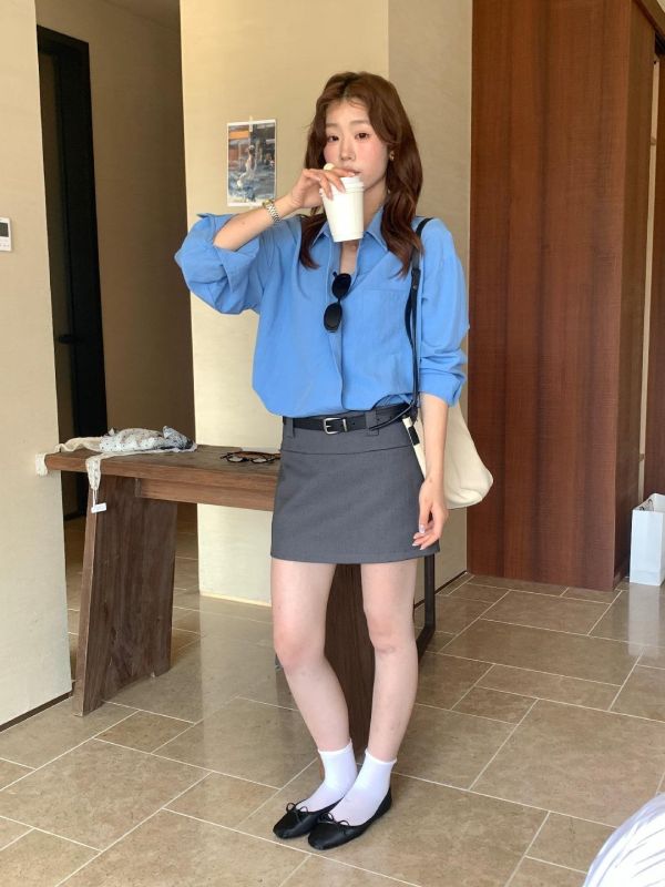 鬆弛感寬鬆翻領百搭襯衫-6色 鬆弛感寬鬆翻領百搭襯衫-6色