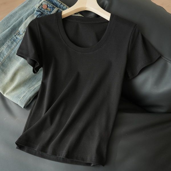 U型棉質修身純色上衣-4色 U型棉質修身純色上衣-4色