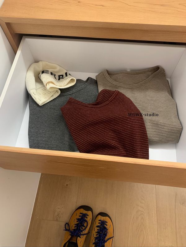 韓系條紋撞色百搭修身顯瘦T恤-5色 韓系條紋撞色百搭修身顯瘦T恤-5色