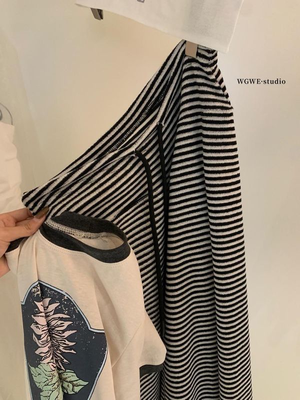 慵懶鬆弛感復古條紋垂感休閒褲-2色 慵懶鬆弛感復古條紋垂感休閒褲-2色