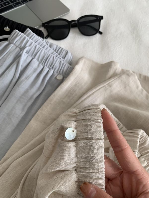 慵懶寬鬆棉麻輕薄透氣直筒涼涼褲-4色 慵懶寬鬆棉麻輕薄透氣直筒涼涼褲-4色