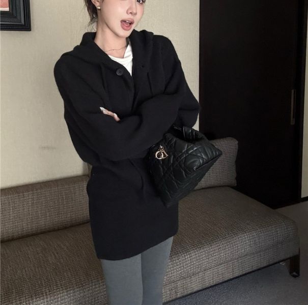 休閒減齡連帽針織+高腰半身裙套裝-3色 休閒減齡連帽針織+高腰半身裙套裝-3色