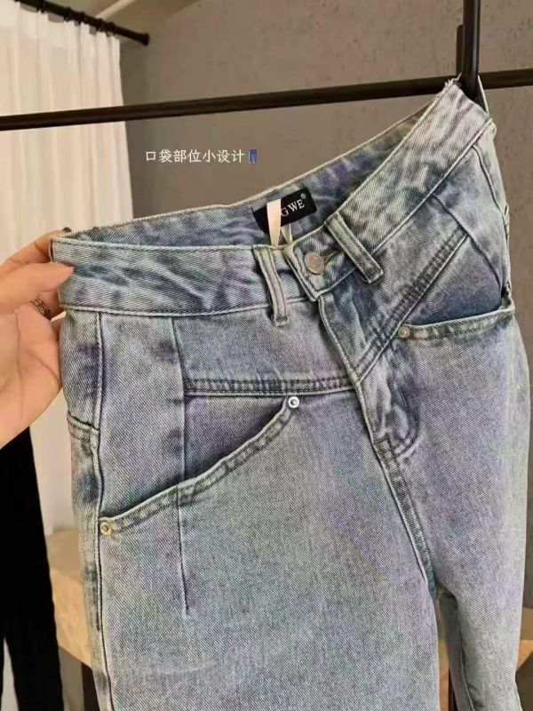 高腰直筒寬鬆五分牛仔褲 高腰直筒寬鬆五分牛仔褲