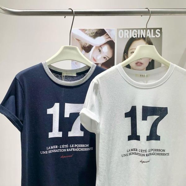 學院風數字17印花ins風T恤-2色 學院風數字17印花ins風T恤-2色