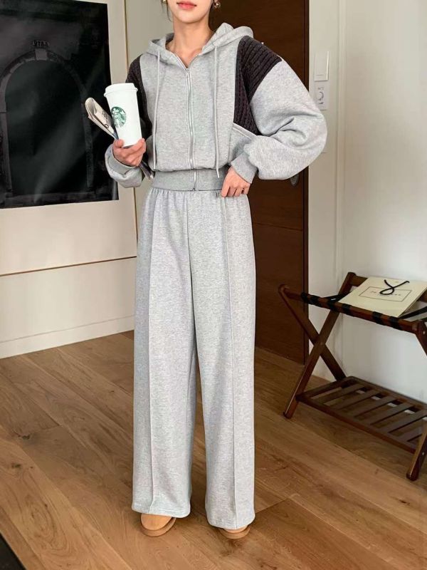 Korea 燈芯絨拼接外套+棉褲eet-2色 Korea 燈芯絨拼接外套+棉褲eet-2色