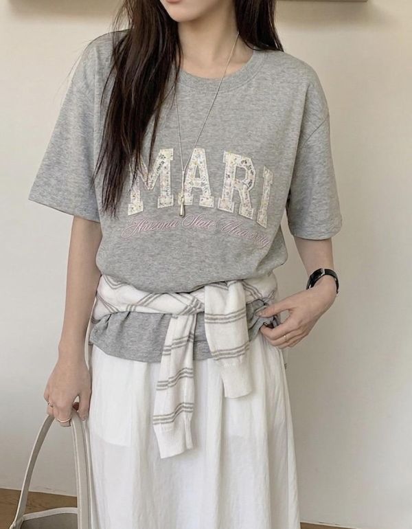 Korea 清新碎花字母休閒t恤-3色 Korea 清新碎花字母休閒t恤-3色