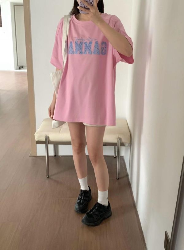 豹紋貼布長版T恤-4色 豹紋貼布長版T恤-4色