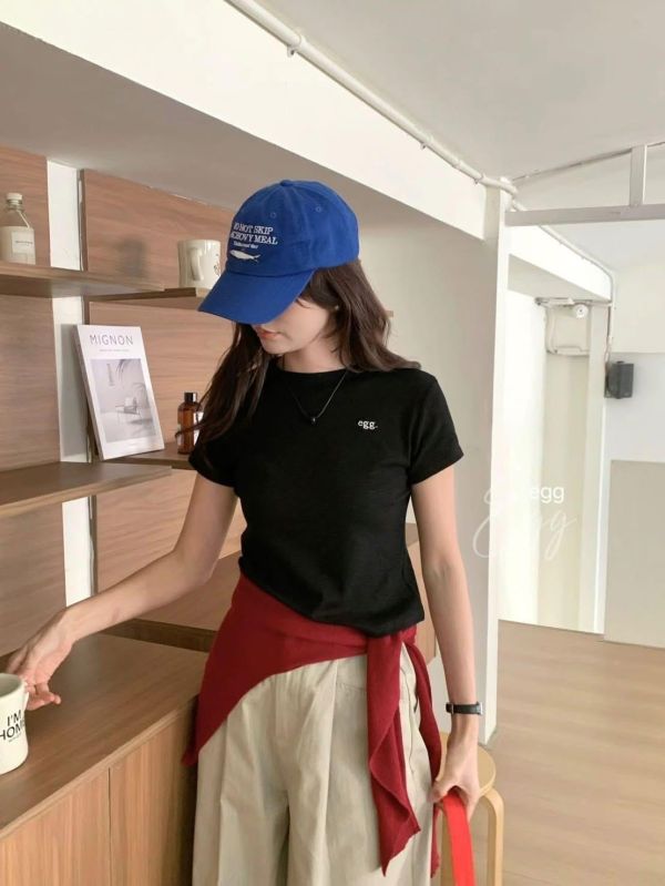 雪花螺紋egg字母刺繡薄tee-6色 雪花螺紋egg字母刺繡薄tee-6色