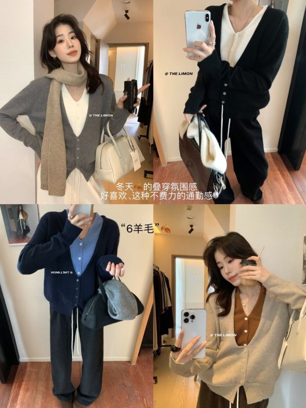 假兩件V領氛圍感  羊毛不厚重氣質針織上衣-5色 假兩件V領氛圍感  羊毛不厚重氣質針織上衣-5色