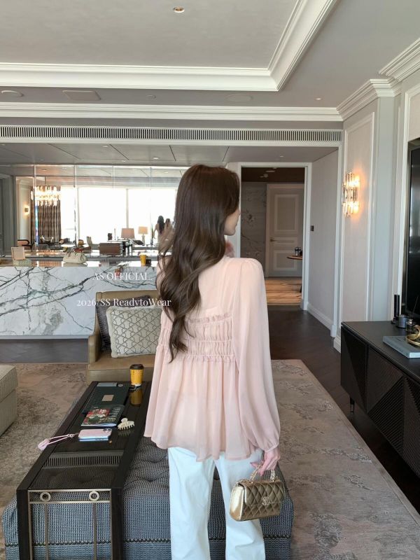 韓系褶皺領V繫帶+小背心兩件套-3色 韓系褶皺領V繫帶+小背心兩件套-3色