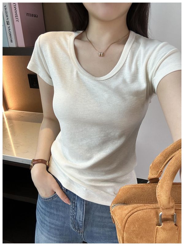 巨顯白 多色涼感莫代爾棉U領T-4色 巨顯白 多色涼感莫代爾棉U領T-5色