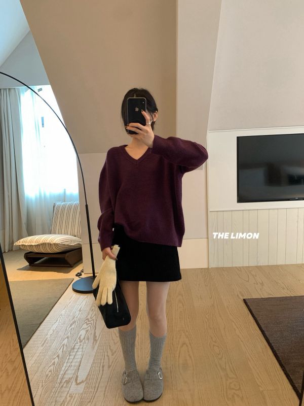 V領北極絨復古寬鬆百搭毛衣-11色 V領北極絨復古寬鬆百搭毛衣-11色