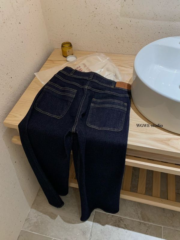 復古設計感口袋顯高顯瘦高腰直筒褲 復古設計感口袋顯高顯瘦高腰直筒褲