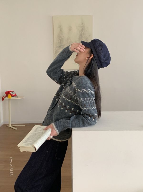 氣質文藝費爾島針織開衫-3色 氣質文藝費爾島針織開衫-3色