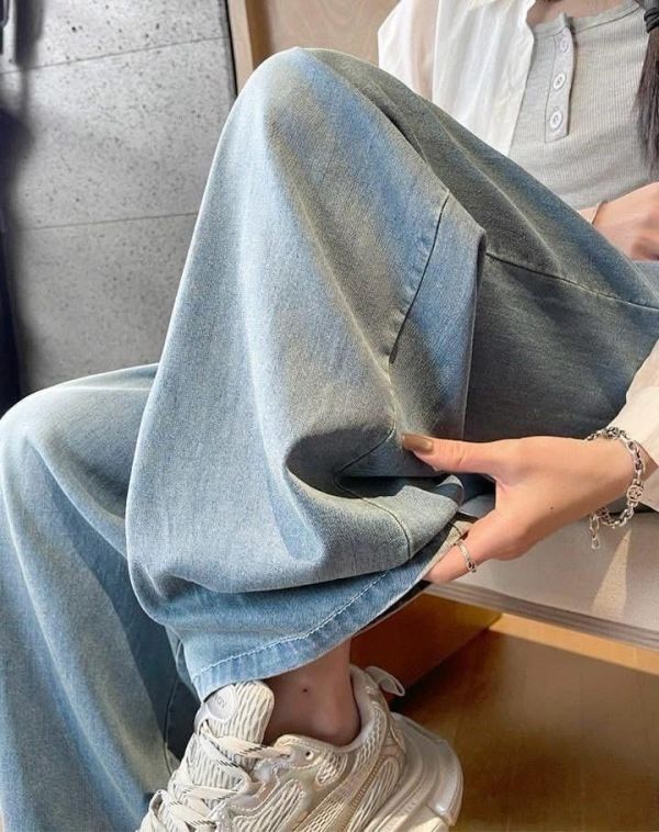 -8度天絲顯瘦抓皺牛仔寬褲 -8度天絲顯瘦抓皺牛仔寬褲