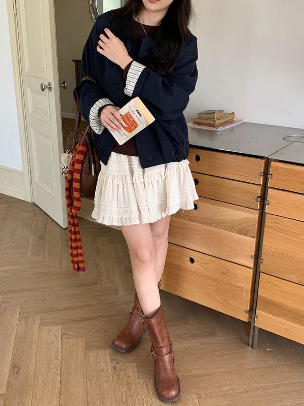 巴恩風 撞色翻領寬鬆夾克外套-3色 巴恩風 撞色翻領寬鬆夾克外套-3色