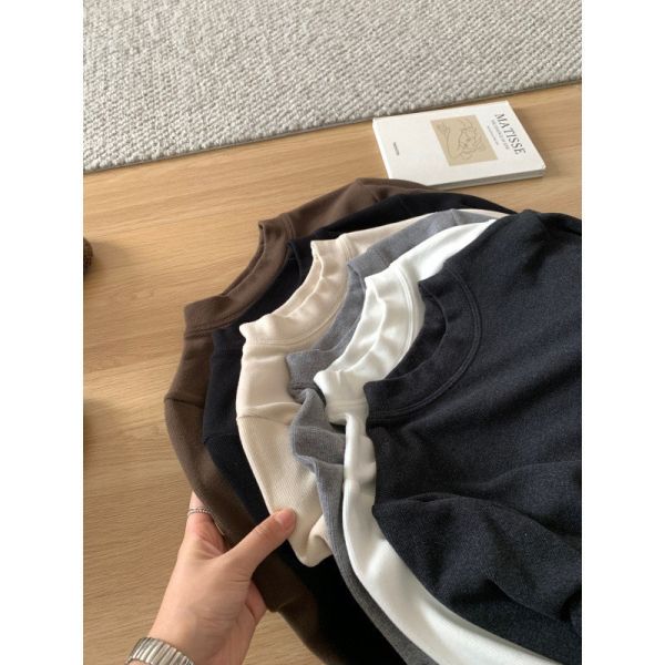 溫暖顯瘦磨毛慕斯絨小立領百搭T-6色 溫暖顯瘦磨毛慕斯絨小立領百搭T-6色