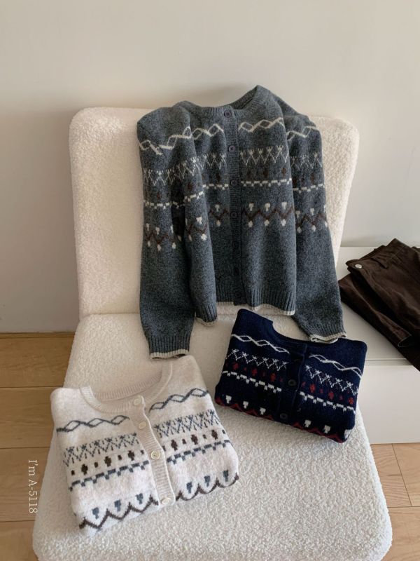 氣質文藝費爾島針織開衫-3色 氣質文藝費爾島針織開衫-3色