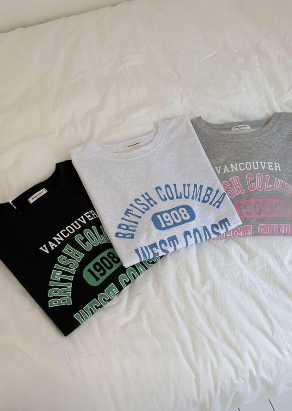 英字印圖寬版六分袖上衣-3色 英字印圖寬版六分袖上衣-3色