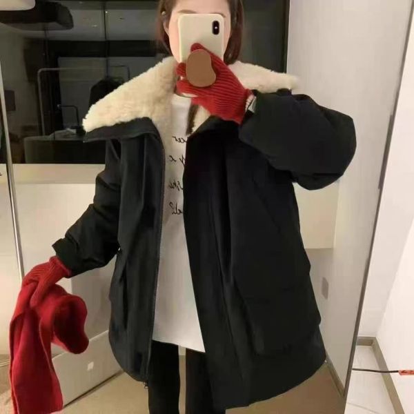 加厚內裏毛絨拼接派克服保暖寬鬆外套-2色 加厚內裏毛絨拼接派克服保暖寬鬆外套