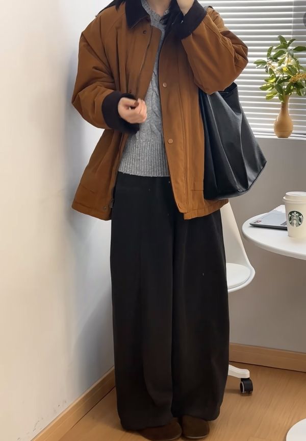 南瓜橘撞色翻領百搭工裝夾克外套 南瓜橘撞色翻領百搭工裝夾克外套