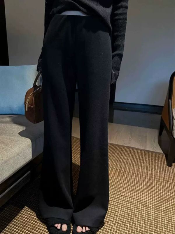 簡約加絨顯瘦大長腿微喇叭休閒褲-2色 簡約加絨顯瘦大長腿微喇叭休閒褲-2色