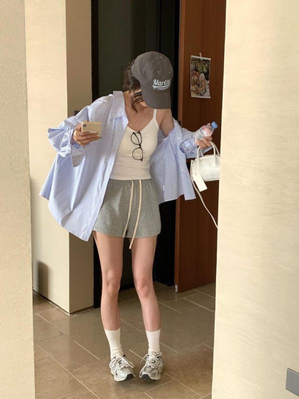 韓系簡約條紋減齡寬鬆防曬襯衫-2色 韓系簡約條紋減齡寬鬆防曬襯衫-2色