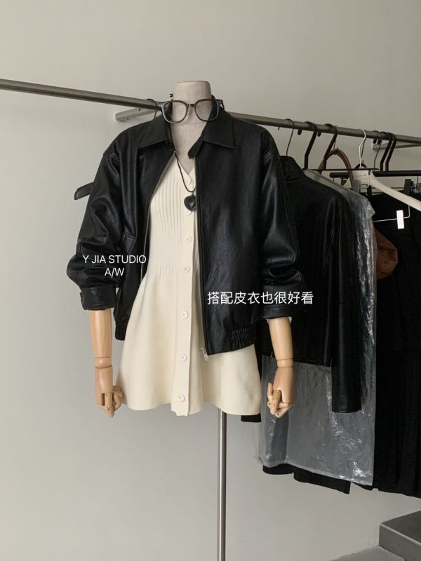 韓系收腰修身顯瘦V領針織連身裙-2色 韓系收腰修身顯瘦V領針織連身裙-2色