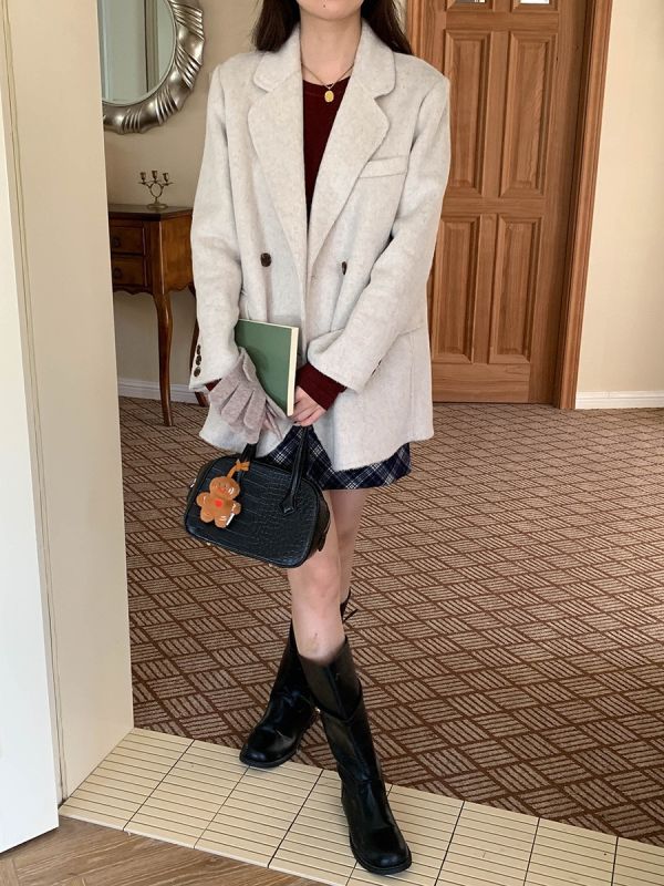 穿上氣質上升 質感羊毛雙面呢西裝外套-4色 穿上氣質上升 質感羊毛雙面呢西裝外套-4色