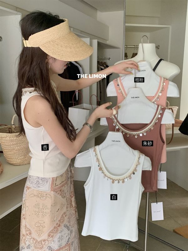 夏季貝殼修身吊帶背心-4色 夏季貝殼修身吊帶背心-4色