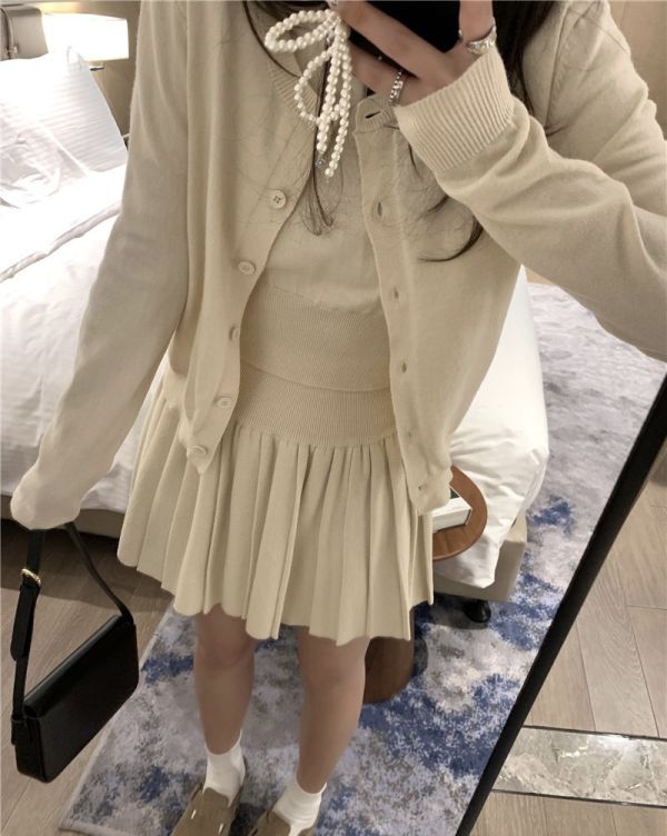 學院風氣質針織三件套-3色 學院風氣質針織三件套-3色