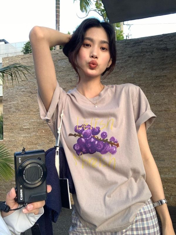 可愛水果印花休閒圓領T-3色 可愛水果印花休閒圓領T-3色