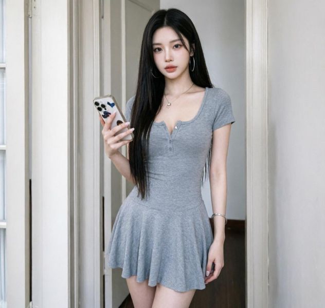 方領腰身短洋+安全褲SET-2色 方領腰身短洋+安全褲SET-2色