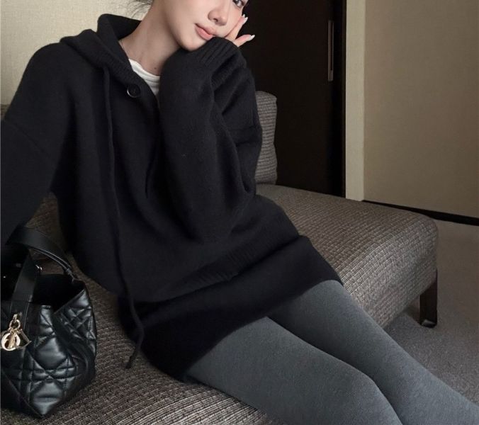 休閒減齡連帽針織+高腰半身裙套裝-3色 休閒減齡連帽針織+高腰半身裙套裝-3色