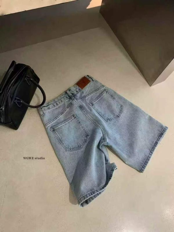 高腰直筒寬鬆五分牛仔褲 高腰直筒寬鬆五分牛仔褲