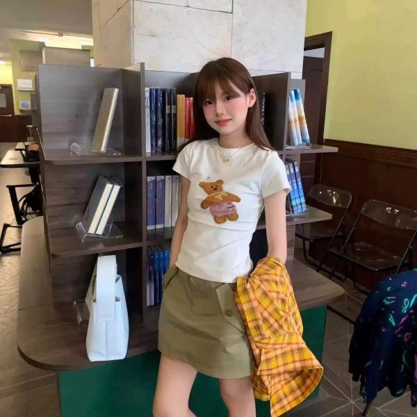 小熊正肩甜美短袖T恤 小熊正肩甜美短袖T恤