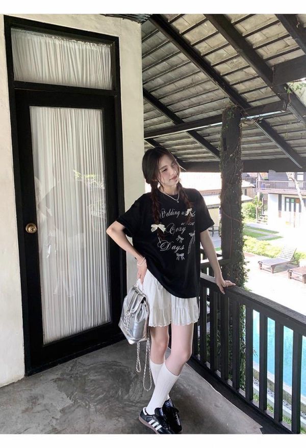 韓系小眾蝴蝶結寬鬆百搭T 韓系小眾蝴蝶結寬鬆百搭T