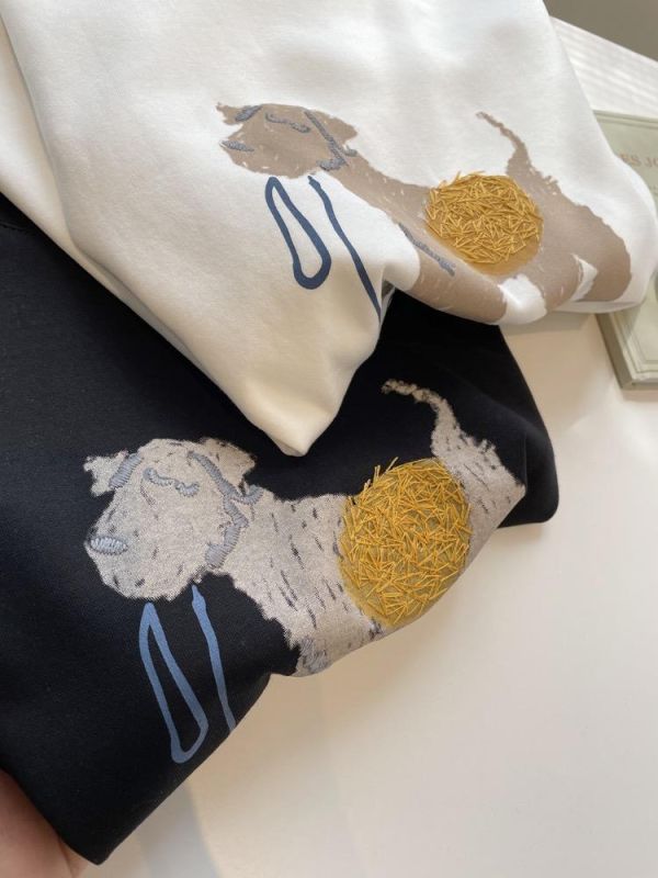 小狗刺繡百搭簡約棉質上衣-2色 小狗刺繡百搭簡約棉質上衣-2色
