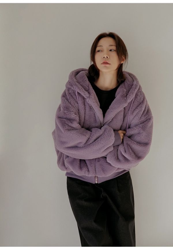 Korea 療癒連帽毛毛外套-3色 Korea 連帽毛毛外套-3色