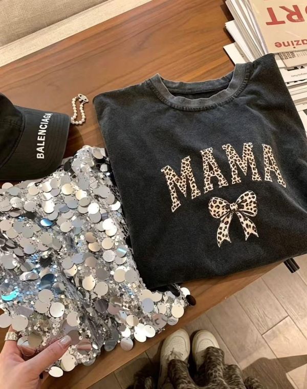 水洗灰豹紋字母tee 水洗灰豹紋字母tee