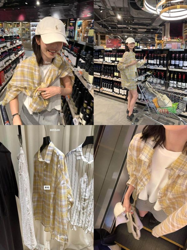 襯衫控的鬆弛感穿搭 顯白格子薄襯衫上衣 襯衫控的鬆弛感穿搭 顯白格子薄襯衫上衣