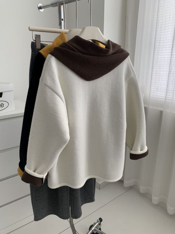 設計感洋氣復古韓國絨圓領鈕扣 真兩件雙面絨開衫外套-2色 設計感洋氣復古韓國絨圓領鈕扣 真兩件雙面絨開衫外套-2色