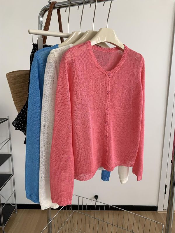 顯白色系克萊因藍冰絲薄款鬆弛感防曬空調罩衫-4色 顯白色系克萊因藍冰絲薄款鬆弛感防曬空調罩衫-4色