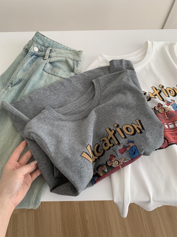 柔軟雲朵棉卡通大巴印花T恤-2色 柔軟雲朵棉卡通大巴印花T恤-2色