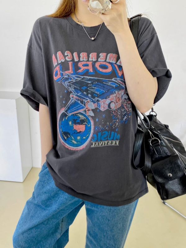 Korea 太空印圖寬版tee-3色 Korea 太空印圖寬版tee-3色