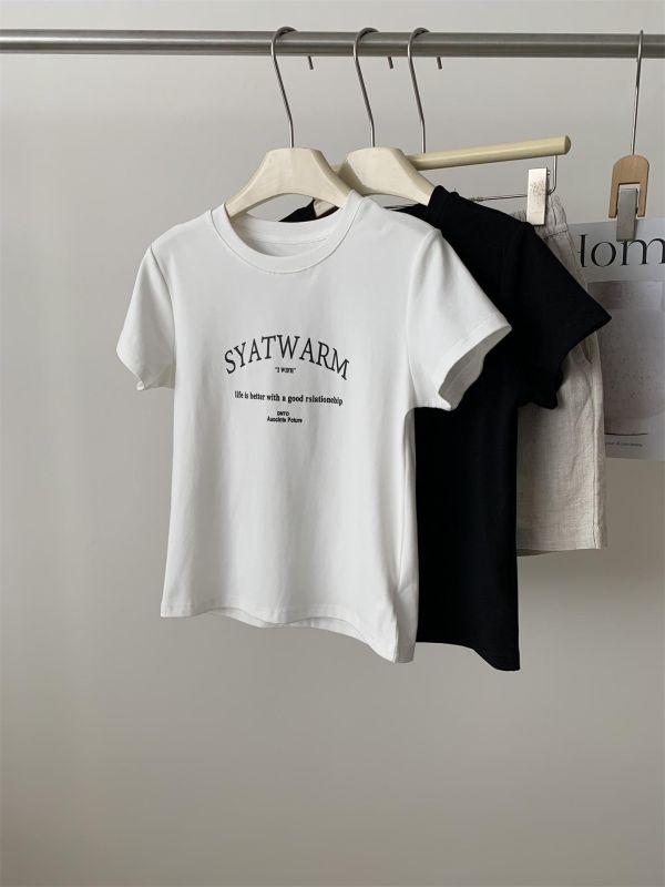 簡約字母印花棉百搭款上衣-2色 簡約字母印花棉百搭款上衣-2色